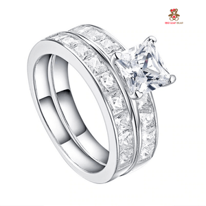 Red Leaf Bear - FREE Shipping - Something for Everyone Ring Sterling Silver Princess Cut Cz 1.8Ct Wedding/Engagement Ring Sets