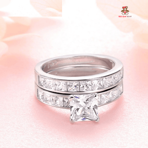 Red Leaf Bear - FREE Shipping - Something for Everyone Ring Sterling Silver Princess Cut Cz 1.8Ct Wedding/Engagement Ring Sets
