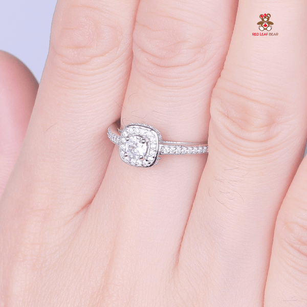 Red Leaf Bear - FREE Shipping - Something for Everyone Ring Sterling Silver Square Cute Small Promise Ring