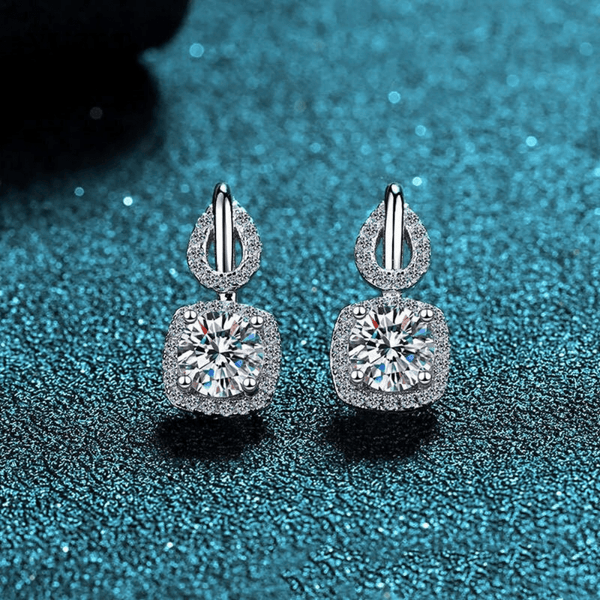 Red Leaf Bear - FREE Shipping - Something for Everyone Square Moissanite Diamond 1.6 Carat Excellent Cut Diamond Test Passed Colour Drop Stud Earrings.