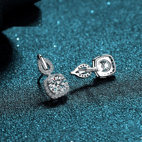 Red Leaf Bear - FREE Shipping - Something for Everyone Square Moissanite Diamond 1.6 Carat Excellent Cut Diamond Test Passed Colour Drop Stud Earrings.